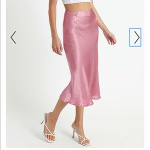 SHOWPO dust rose satin skirt